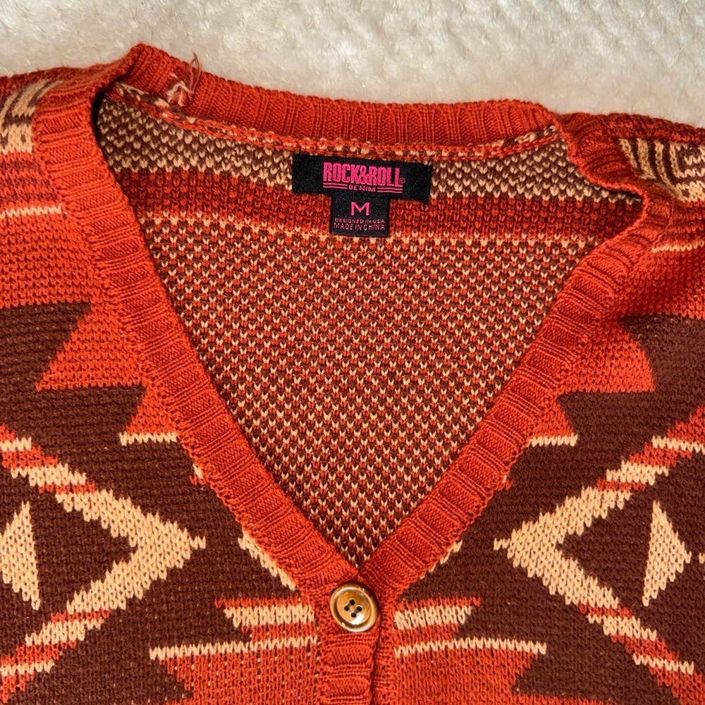 AZTEC FRINGE STEER SKULL CARDIGAN SWEATER - Picture 5 of 5